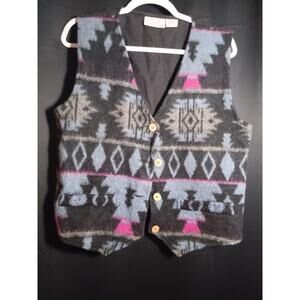 VTG Urban Oasis Aztec Print Wool Blend Vest Men’s Size Large Boho Streetwear